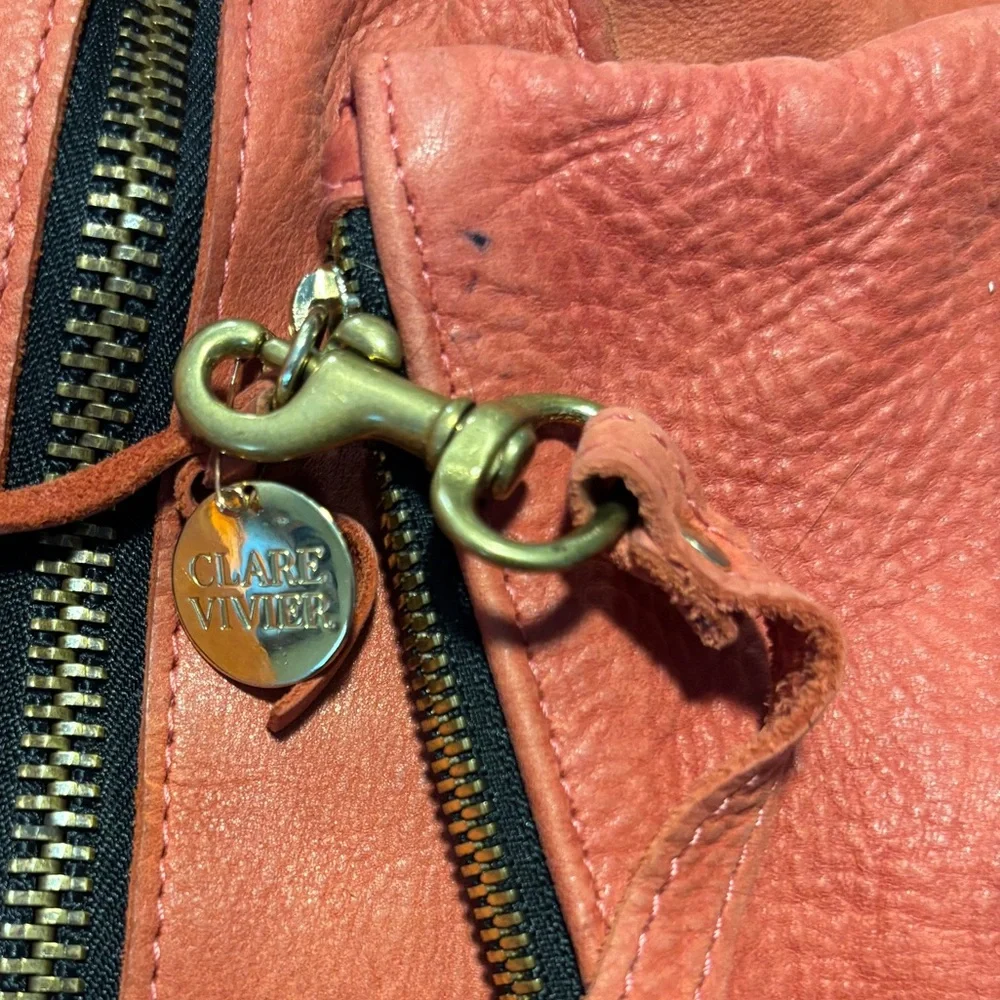 Clare V Red Nubuck Leather Messenger Bag Vintage Clare Vivier - Picture 7 of 8